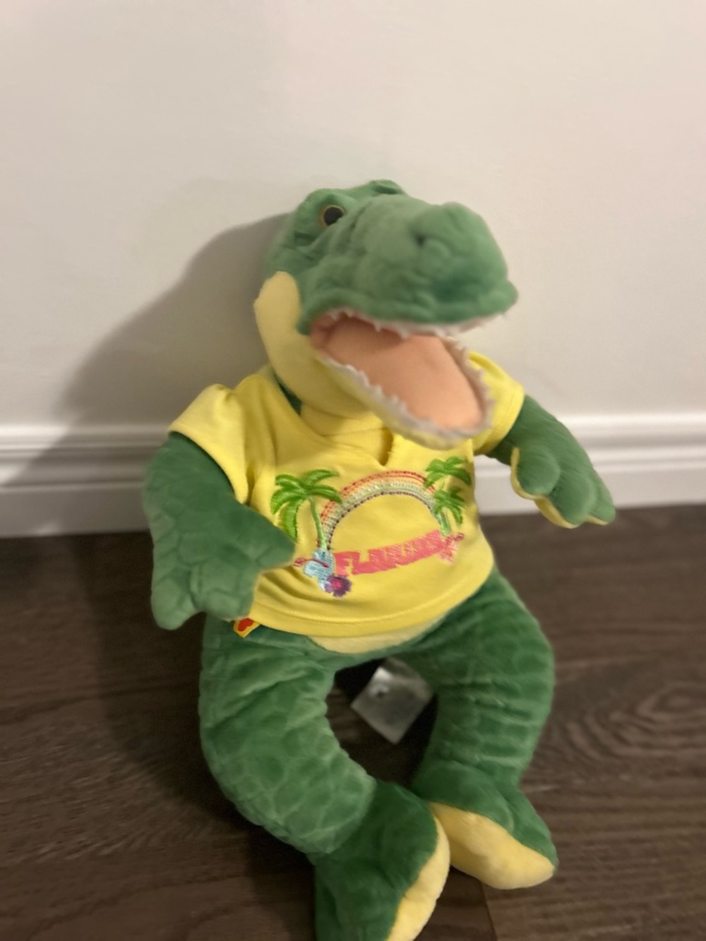 Build -a-bear Green Plush Alligator in Yellow T-Shirt - Soft Reptile Toy